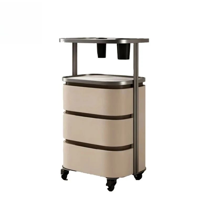 Three-tiered Multi-Function Salon Trolley Special Tool Storage Cabinet Barber Shops Luxury Hair Salon Cart