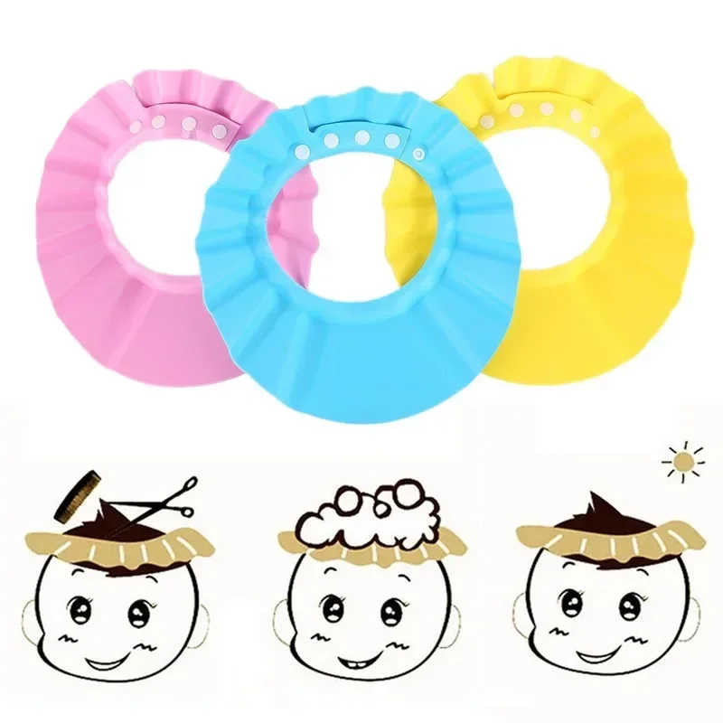 Baby Shower Caps Shampoo Cap Wash Hair Kids Bath Visor Hats Adjustable Shield Waterproof Ear Protection Eye Children Hats Infant