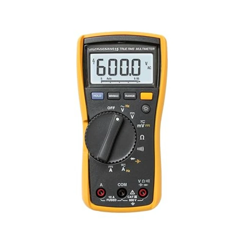 115 Digital Multimeter, Measures AC/DC Voltage To 600 V & Current to 10 A, Measures Resistance, Continuity, Frequency