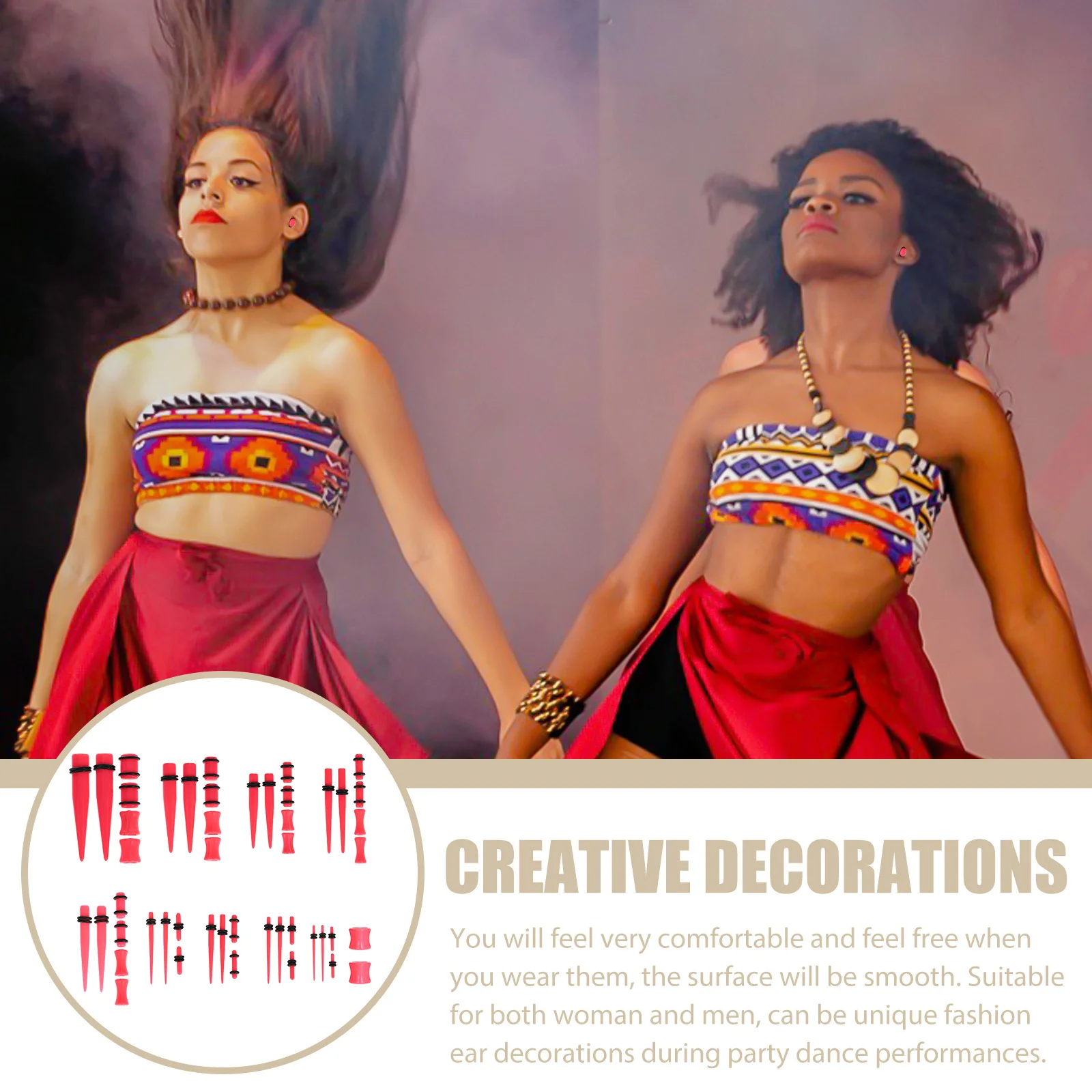 

48pcs Heart Shaped Rings Acrylic Lightweight Smooth Stylish Unisex Decors For Party Dance Performances Ear