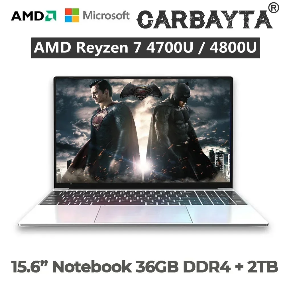 Gaming Computer Notebook, Max RAM 32GB + 2TB SSD, 15.6 Inch Laptop, Metal AMD Ryzen 7 4700U 4800U Windows 10, Notebook Bluetooth