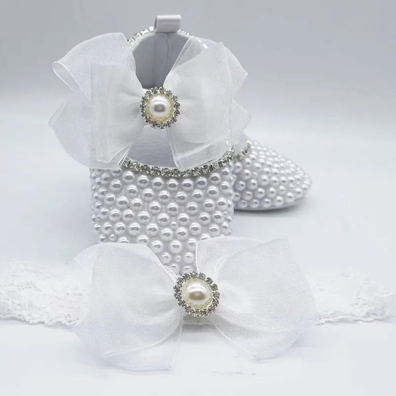 Dollbling Baby Diamonds and Pearls Custom Baby Girl Pearl Rhinestone Birthday Baptism Fancy Shoes Baby Shower Easter