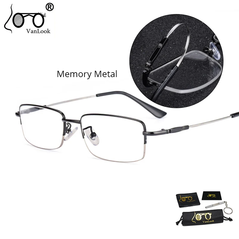 

VANLOOK Men's Memory Titanium Spectacle Half Frame Glasses Women For Prescription Eyeglasses Frames