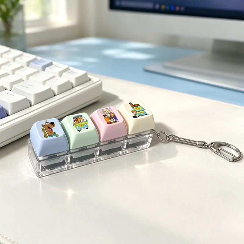 Scoobys Doo 4Keys Mechanical Keyboard Keychain Finger Button Anti Stress Keycap for Office Home Adults Kid,Decompression Clicker view 3