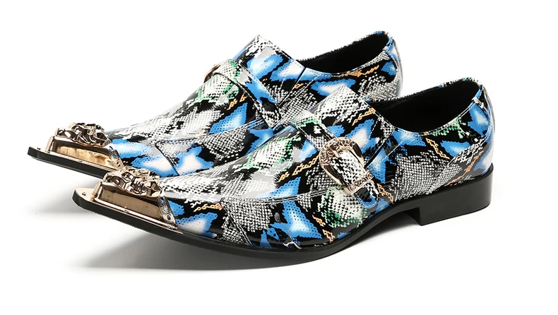 Herrenschuhe aus echtem Pythonleder, formelle Anzugschuhe mit Metallketten-Dekor, luxuriöse Modeschuhe für Frühling und Herbst, Business-Bankett-W – Detail 22