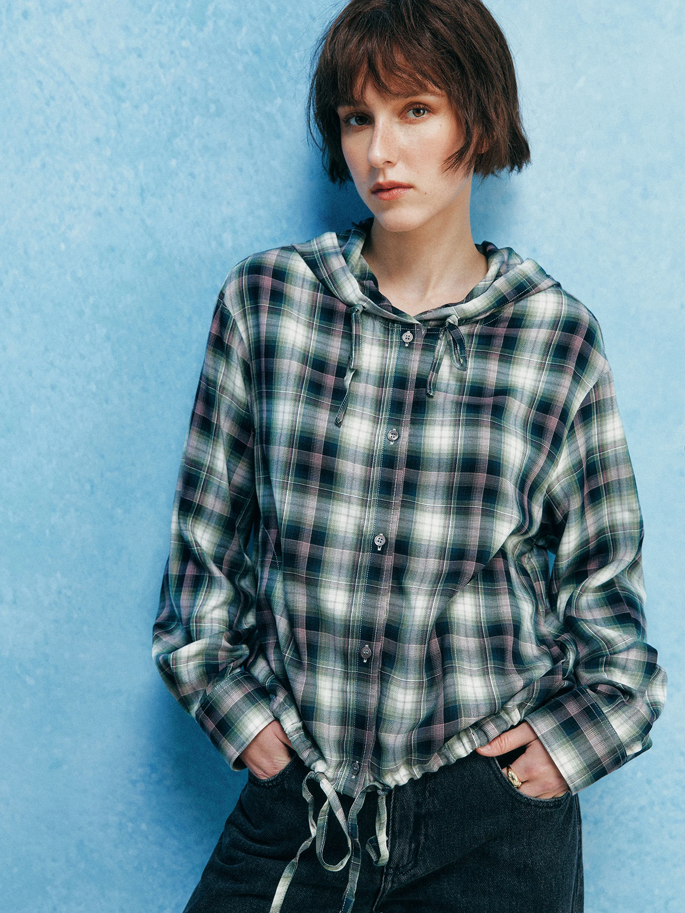 

Цветная тканая клетчатая юбка А-силуэта из чистого хлопка с эластичным поясом, женский модный комплект с высокой талией для зимнего гардероба