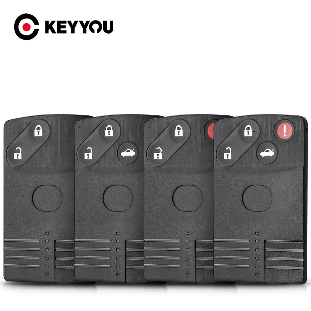 KEYYOU 2/3/4 Buttons Replacement Smart Card Remote Car Key Shell Case for Mazda 5 6 CX-7 CX-9 RX8 Miata MX5 Insert Uncut Blade