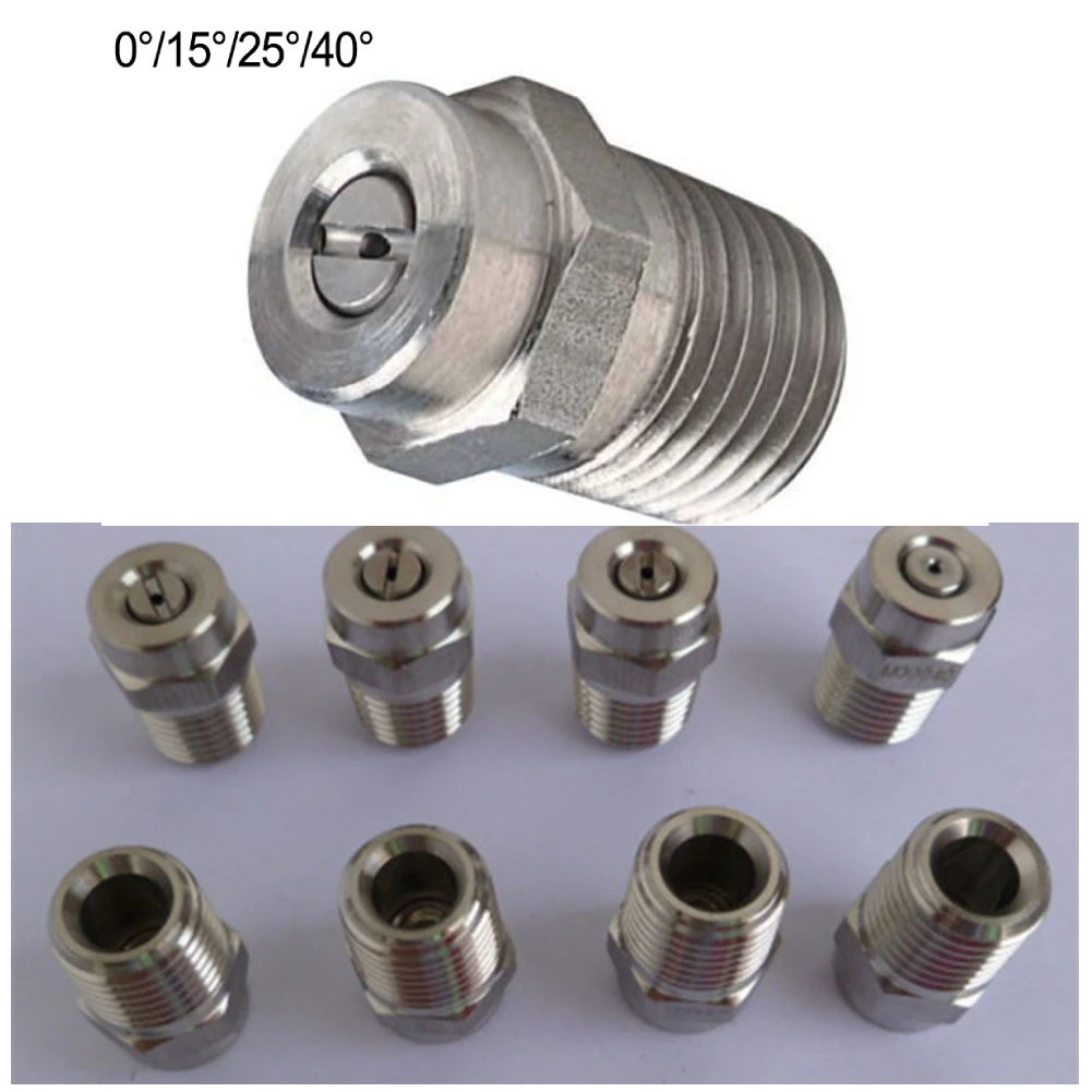 1Pcs Spray Nozzle Pressure Washer Jet Wash Spray Nozzle 1/4 Thread 0° 15° 25° 40° Sizes 04 1.2mm Pressure Washer Nozzle Tips