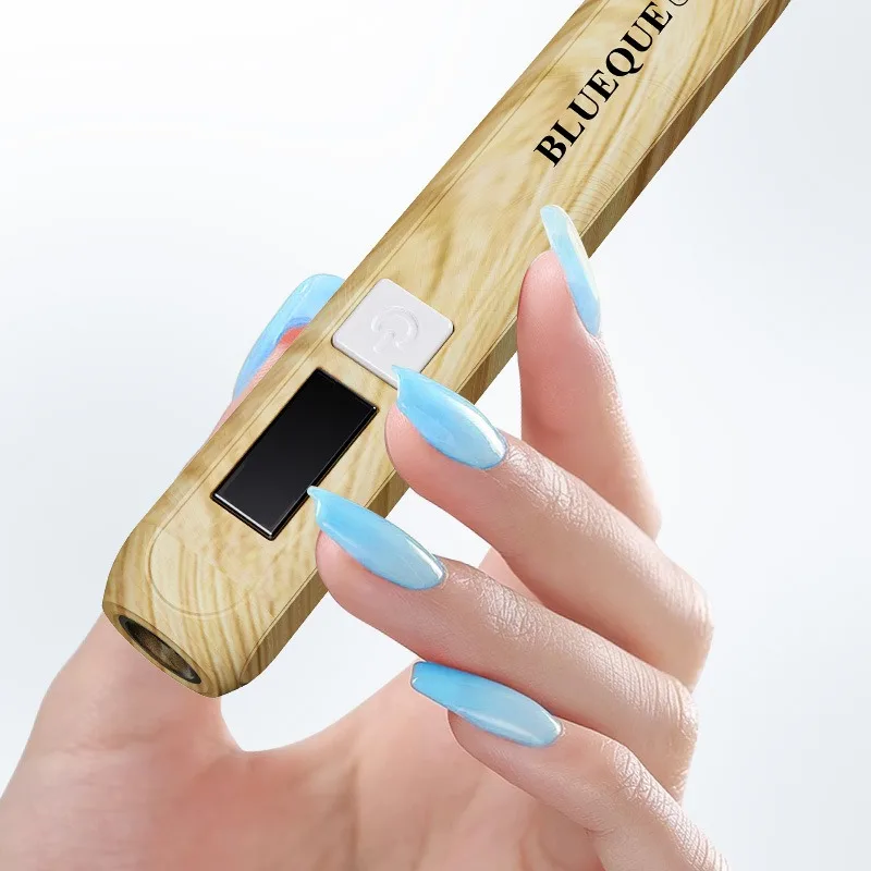 

Rechargeable Wood Grain Nail Lamp Handheld Straight Light Quick Drying No Black Hands Mini Portable Wearable Nail Baking Lamp