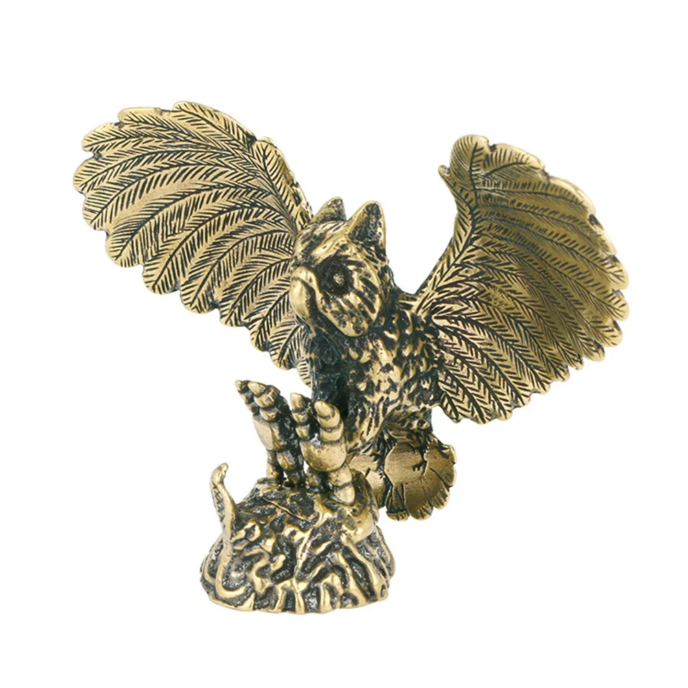 

Owl Shaped Brass Ornament Exquisite Desktop Decor for Home Office Tea Room Vintage Copper Sculpture Golden Smooth Bottom