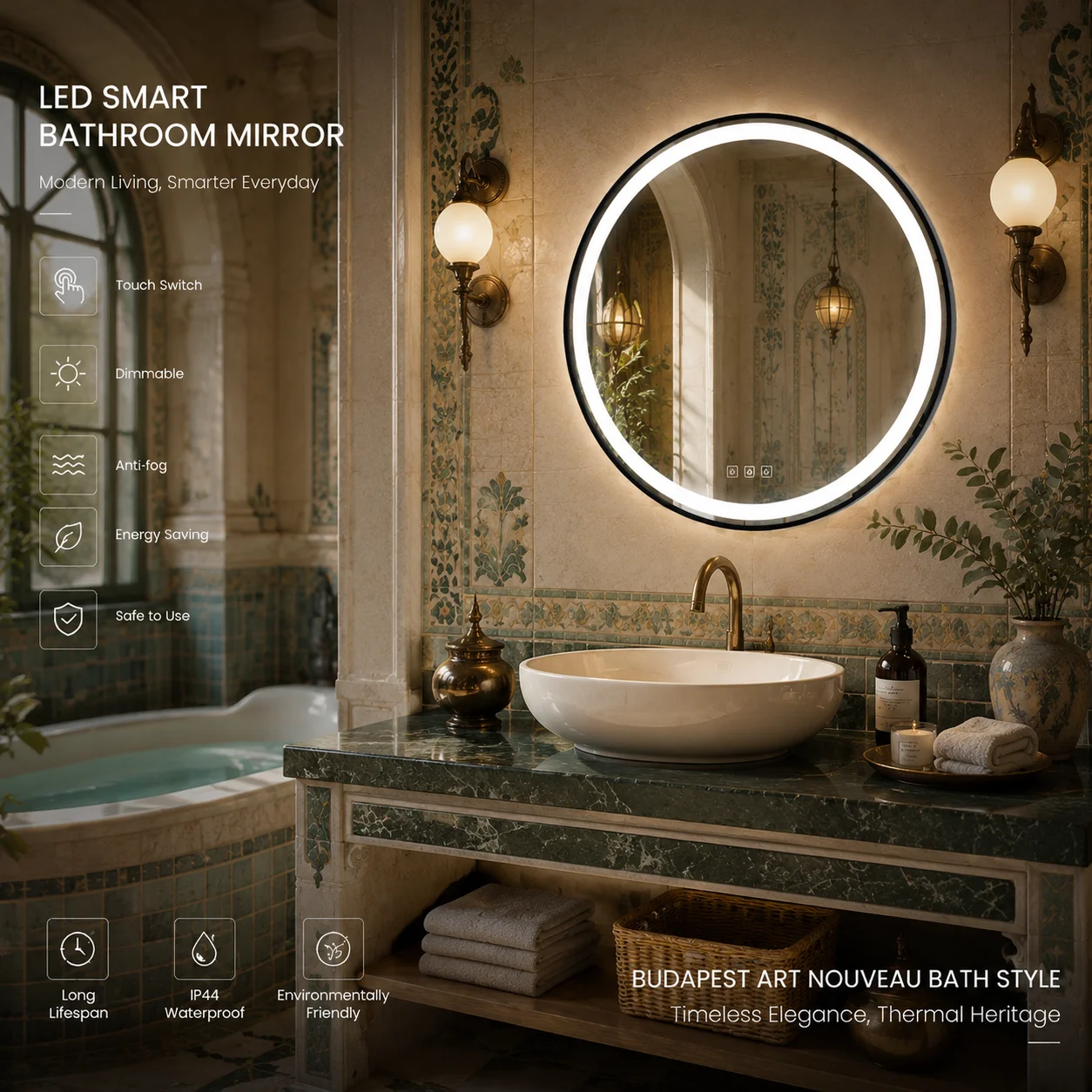 مرآة حمام دائرية بإضاءة LED 70 - مراجعة Bathroom Mirror Led وسعره