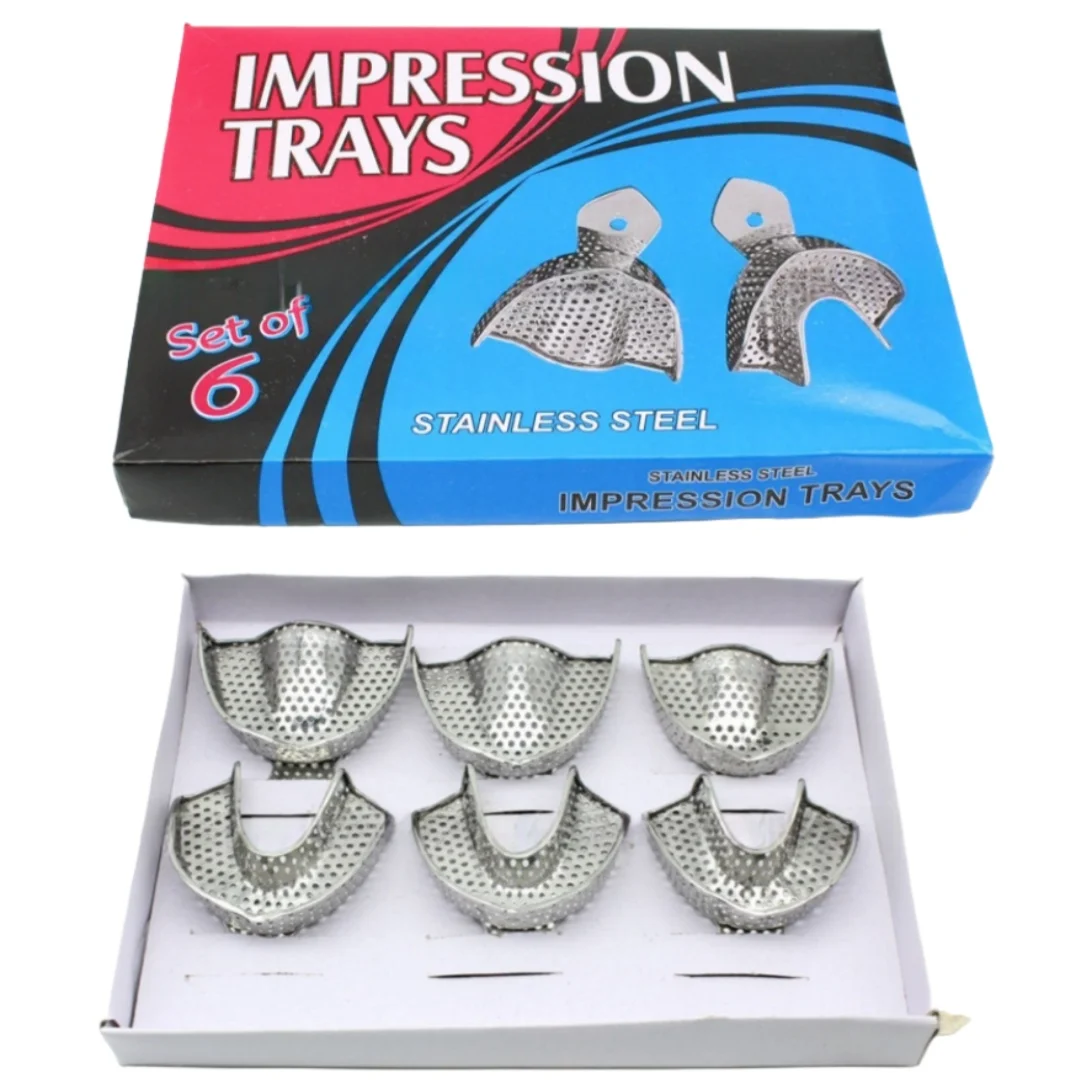 

Лотки для оттисков зубов из нержавеющей стали, верхний нижний лоток для зубов, держатель для зубов, стоматологические лабораторные инструменты для имплантатов полости рта, съемка оттисков