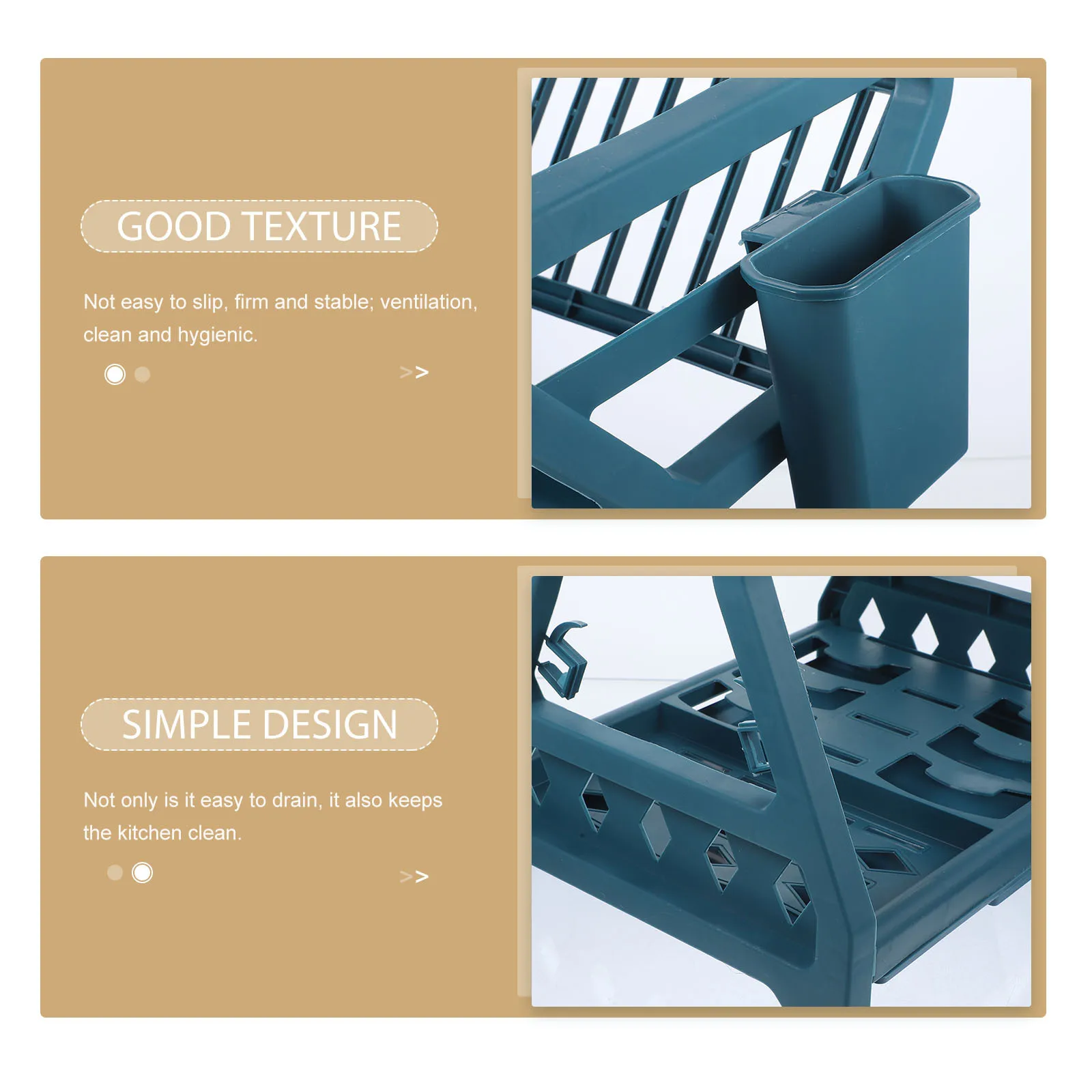 

Kitchen Dish Drying Rack Two Tier Multifunctional Stable Plastic Dish Drainer for Utensil Storage Countertop Organization