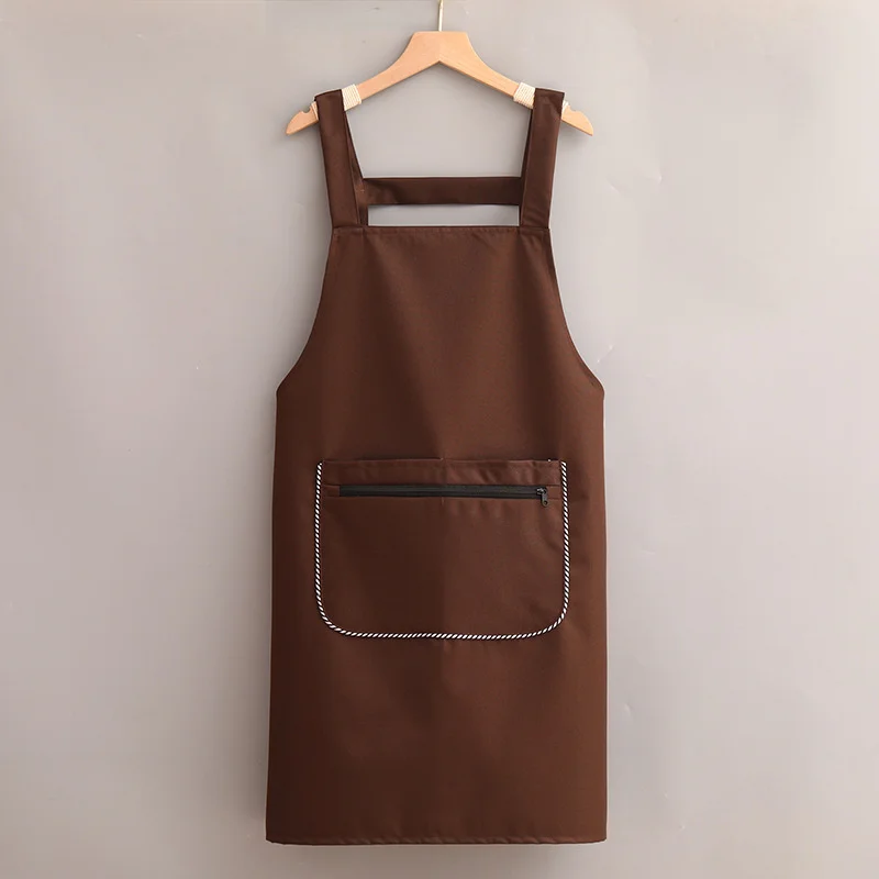 Household Apron Kitchen Solid Color Fashion Waterproof and Oil Resistant Work Apron for Men Women Pinafore