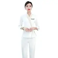 Femme Travail Vêtements Pantalon Costume Imprimer Logo Hôtel Serveur Salon de beauté Spa Massage Nail Cafe Pied Bain Technicien Combinaisons Uniforme 1