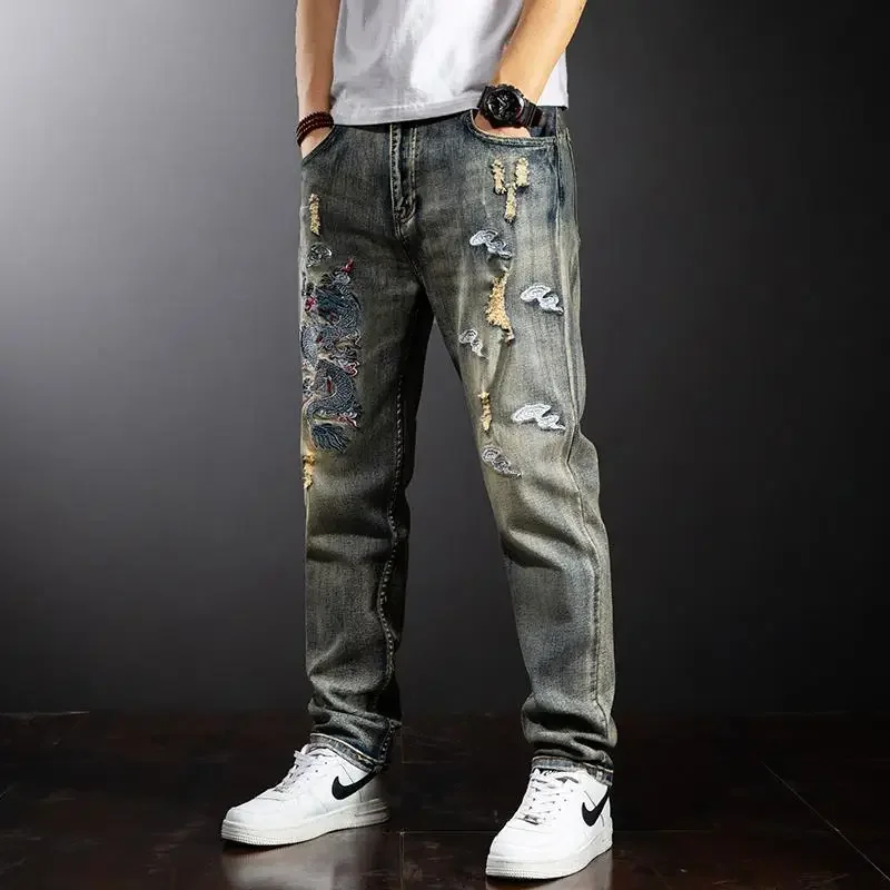 

With Pockets Man Cowboy Pants Goth Y2k Streetwear 2025 Trousers Fashion Grunge New In Retro Clothes 2000s Kpop Xs Jeans for Men