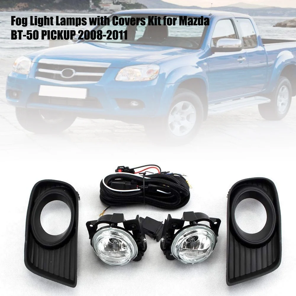 

AB98-Car Fog Light Fog Lamp Covers For Mazda BT-50 Pickup 2008 2009 2010 2011 Front Bumper Fog Lamp Driving Light DRL Accessorie