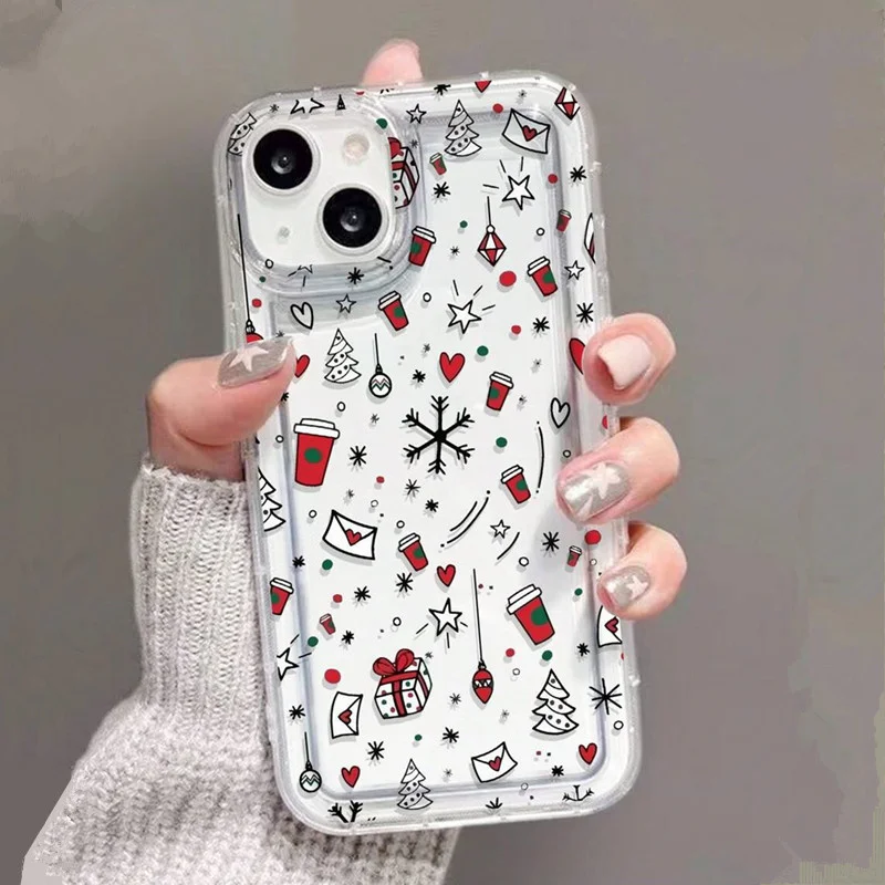 Luxury Cartoon Christmas Clear Case for Xiaomi Redmi Note 13 12 Pro Plus 5G 11S 11 10S 10 9S 9 Redmi 12 12C 13C 4G Airbag Cover