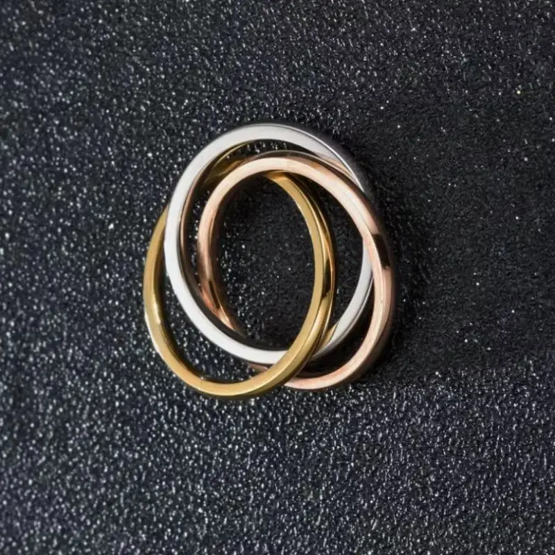 New Classical Triple Interlocked Rings Wedding Jewelry Accessories Three In One Sets Stainless Steel Rings for Women