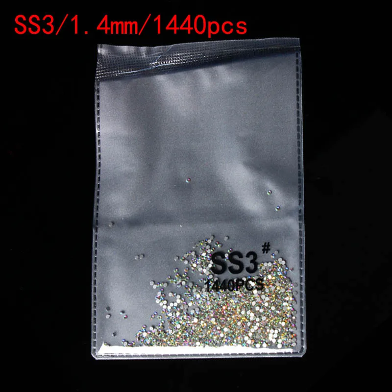 Super Glitter 1440pcs SS3-SS8 Flatback Multicolor Non HotFix Rhinestones For Nail Art Decoration Shoes And Dancing Decoration