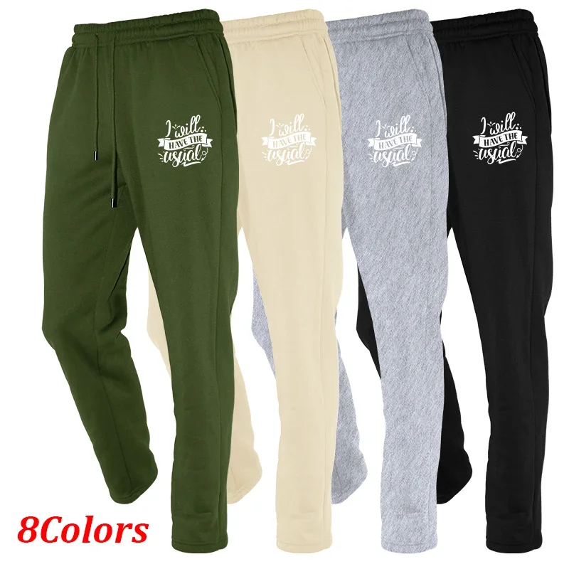 

Men's Printed Autumn Solid Color Spring Streetwear Loose Fit Jogging Trousers Fitness Sweatpants Outfit
