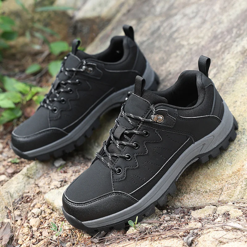 

New Leather Waterproof Hiking Shoes for Men Durable Trekking Sneakers Anti-slip Casual Walking Shoes Comfortable Mountain Shoes