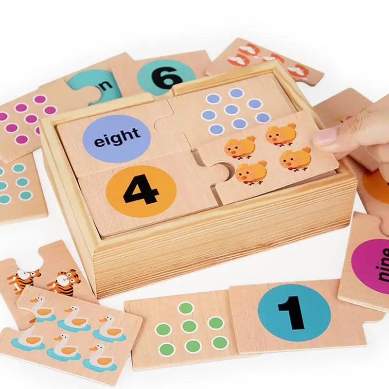Counting Toys For Kids Ages 3-5 Wooded Educational Number Puzzle Interactive Kindergarten Learning Games For Preschool And