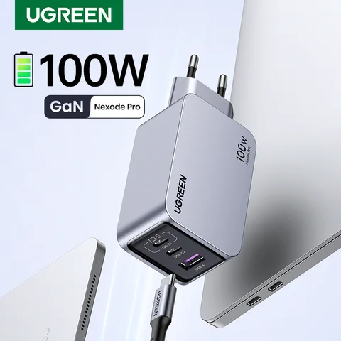 UGREEN 100 Вт GaN Зарядное устройство USB C Зарядное устройство QC4.0 3.0 Быстрая зарядка для ноутбука Macbook Tablet PD Быстрое зарядное устройство для iPhone 16 15 14 Pro