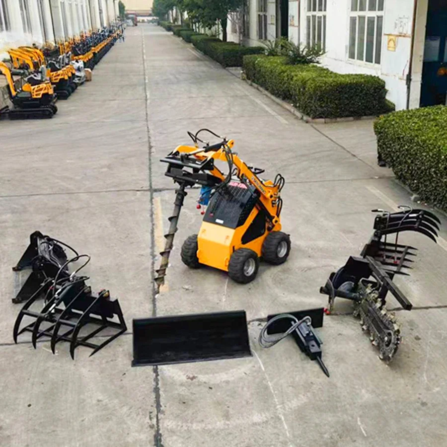 China Crawler Wheel CE/EPA Mini Skid Steer Loader, Rotary Plough with Bucket Trencher