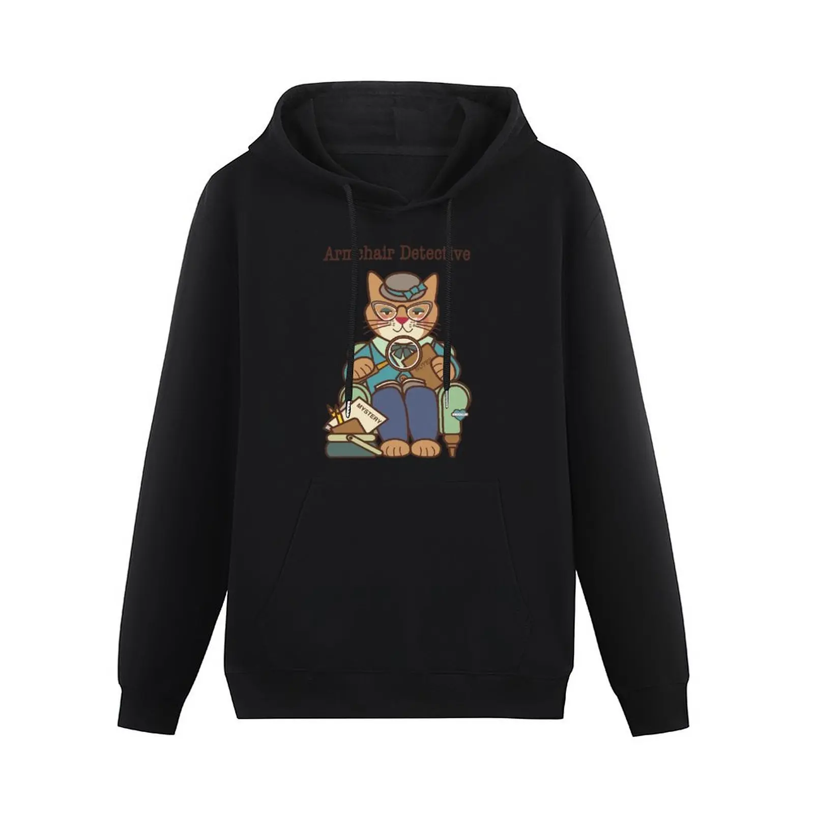 Armchair Detective, Cat, Woman Pullover Hoodie winter clothes autumn autumn clothes men's sweat-shirt men's hoodie sweatshirt