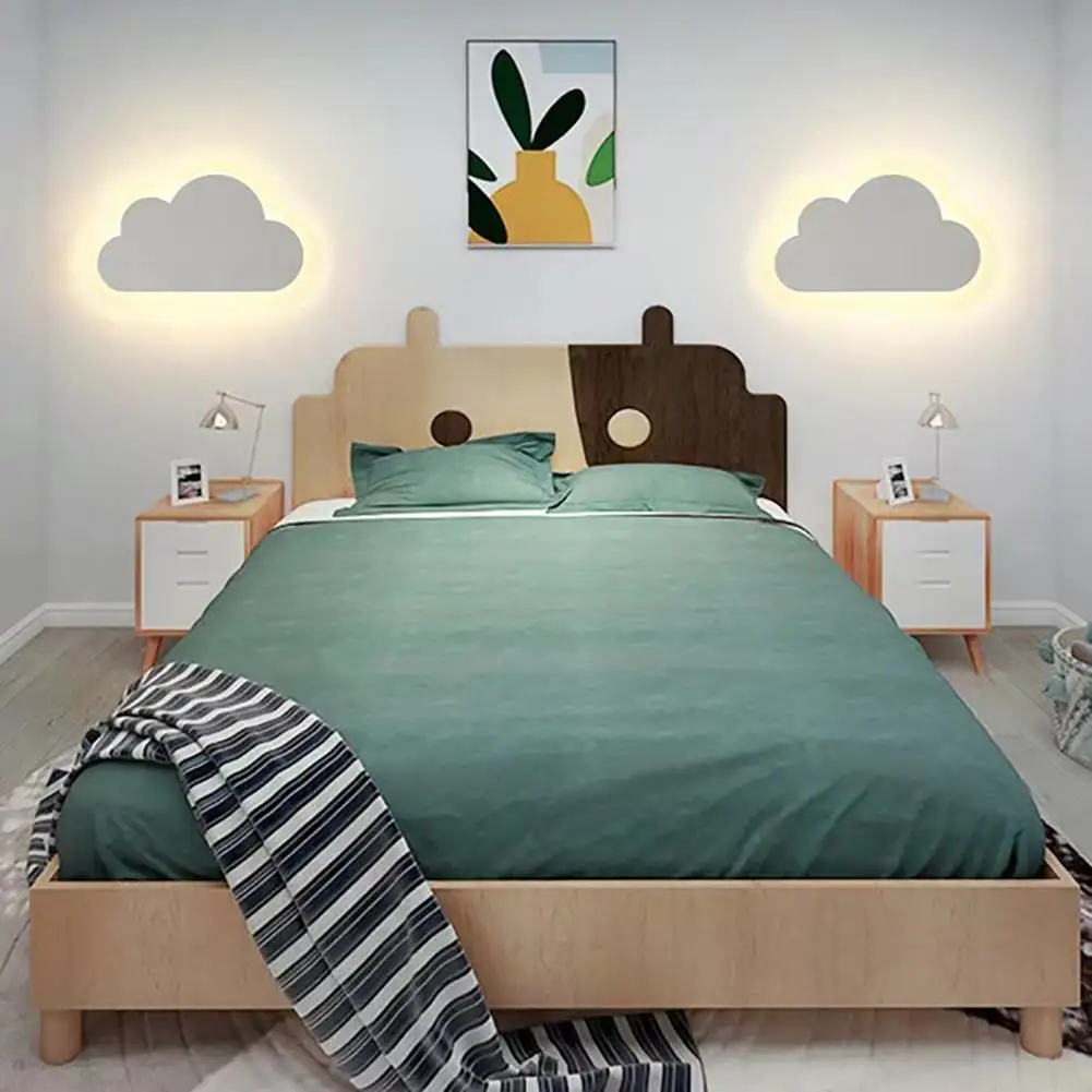 Bonita luz de nube, luz suave y cálida, lámpara de pared de nube para niños, dormitorio, guardería, sala de estar, lámpara de noche con enchufe para