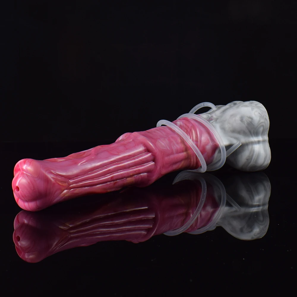 FAAK Large Ejaculation Horse Dildo With Sucker Raw Meat Gory Color Spray Liquid Function Squirting Penis Sex Toys For Women Men