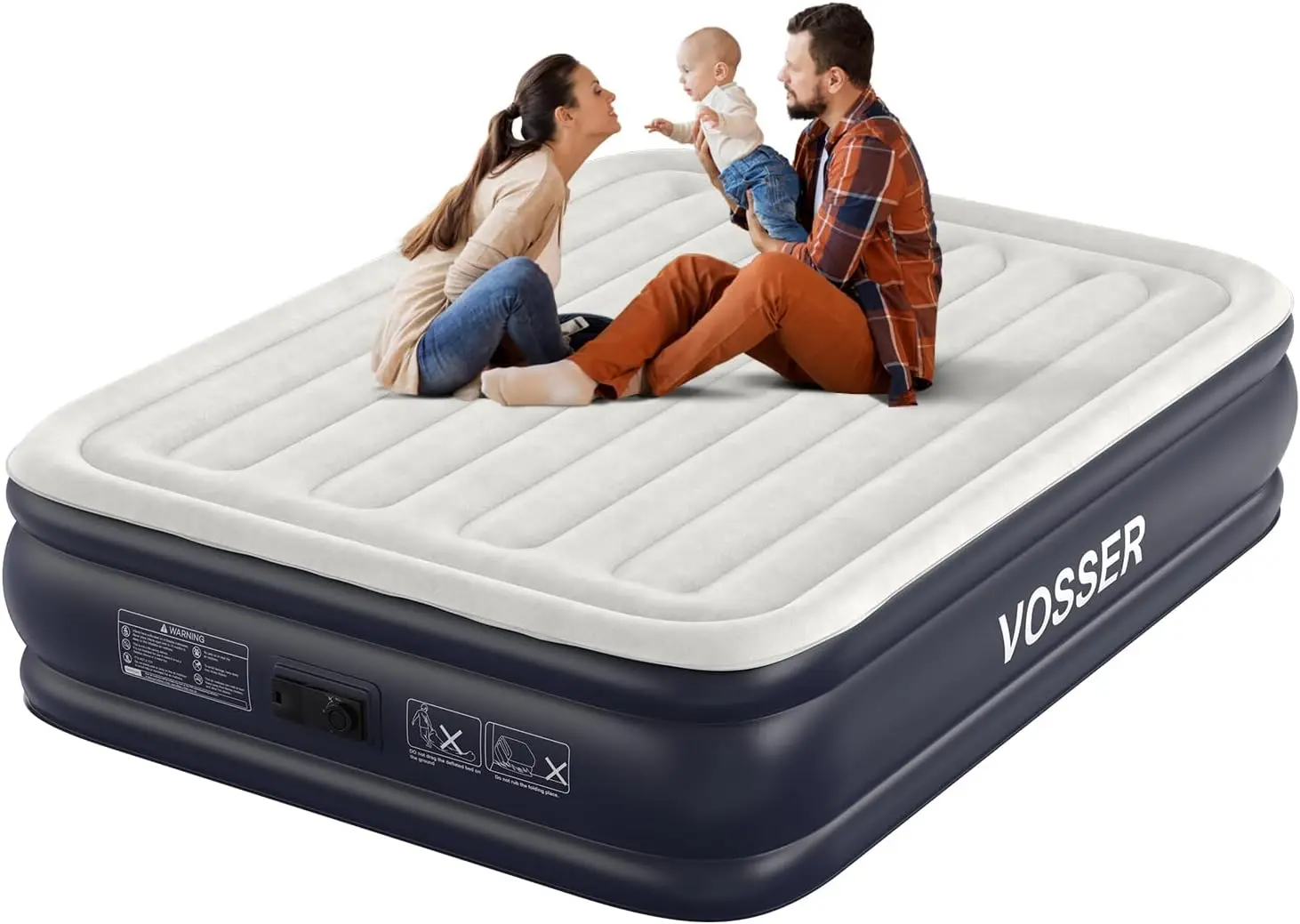 with Built in Pump,18'' Inflatable Mattress of Vertical Beams,Self Inflatable/Deflation Blow Up Mattress in 3