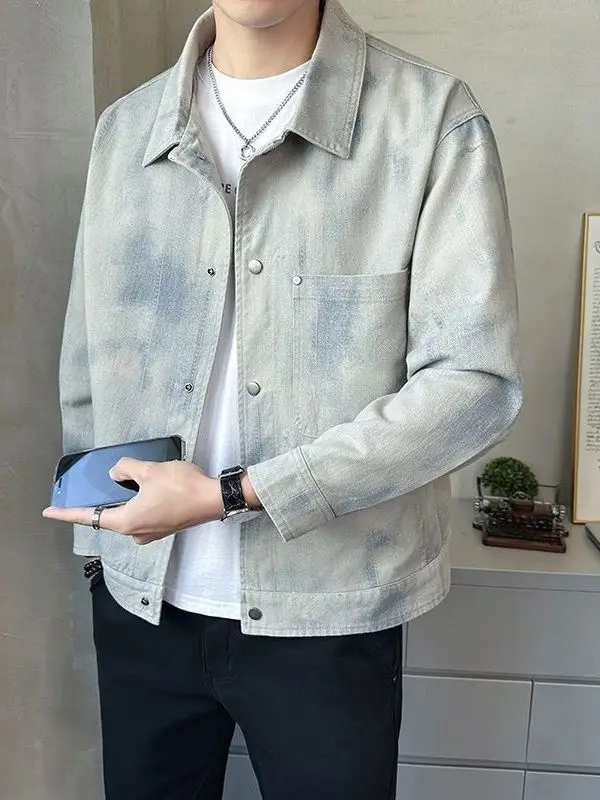 

Casual Men's Jaet Spring Autumn Trendy Flip Collar 2025 New Faion High-End Feeling Cool Boys' Coat Stand Fit Colion...