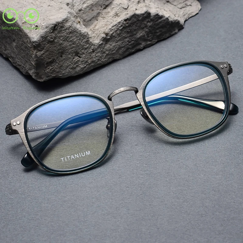 

Простые и высококачественные мужские и женские оправы для очков ручной работы из чистого титана для близорукости в стиле ретро