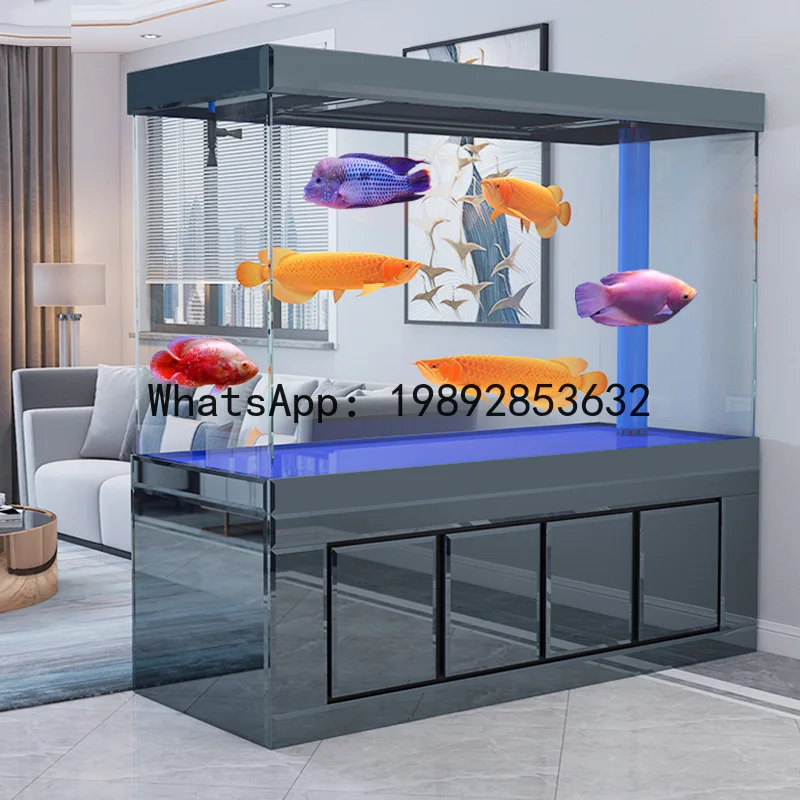 YFY Floor Fish Tank Wall Filter Living Room Ultra White Household Light Luxury Bottom Large Living Room Fish Tank Glass