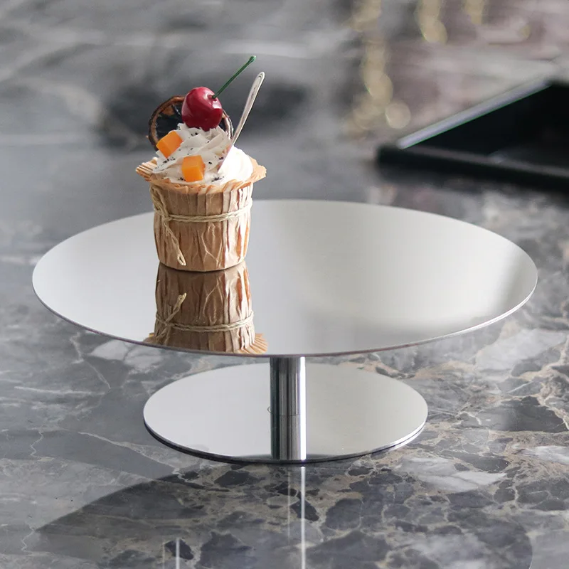 Stainless Steel Tray 2 Tier Aesthetic Storage Fruit Bowl Decorative Creative Coffee Table Small Cake Plate Home Decoration