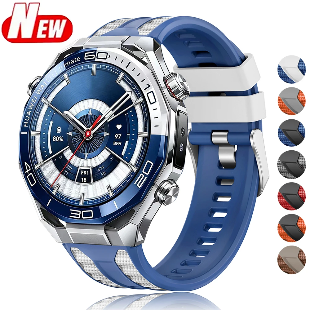 

Двухцветный силиконовый ремешок для часов для Huawei Watch Ultimate 2, дышащий мягкий ремешок 22 мм, подходит для Huawei Ultimate 2, сменный ремешок