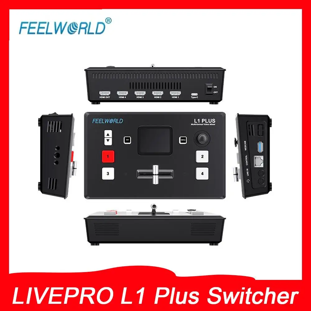 

FEELWORLD LIVEPRO L1 Plus Multi Camera Video Mixer Switcher with USB2.0 Recording PTZ Control Touch Screen Live Streaming