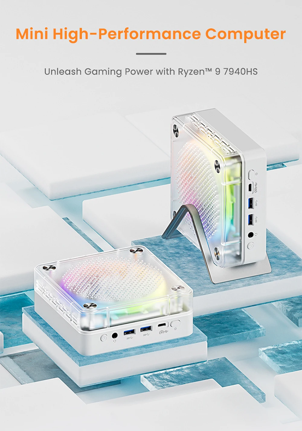 Тройной мини-ПК с дисплеем высокой четкости 4K AMD R9 6900HX 7940H Dual 2.5G LAN HD DP Type-C R7 7735H Настольный офисный/домашний компьютер