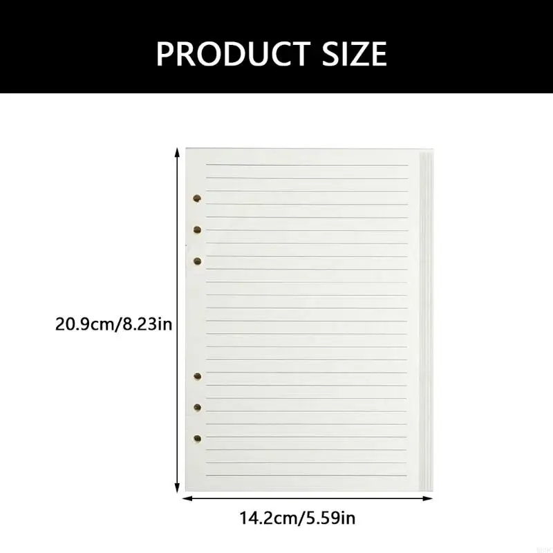 W89C A 5 Refillable Refill Paper Line Horizontal Line Paper 6 Holes Lined Filler Paper Replacement Sheets for Notes Journal