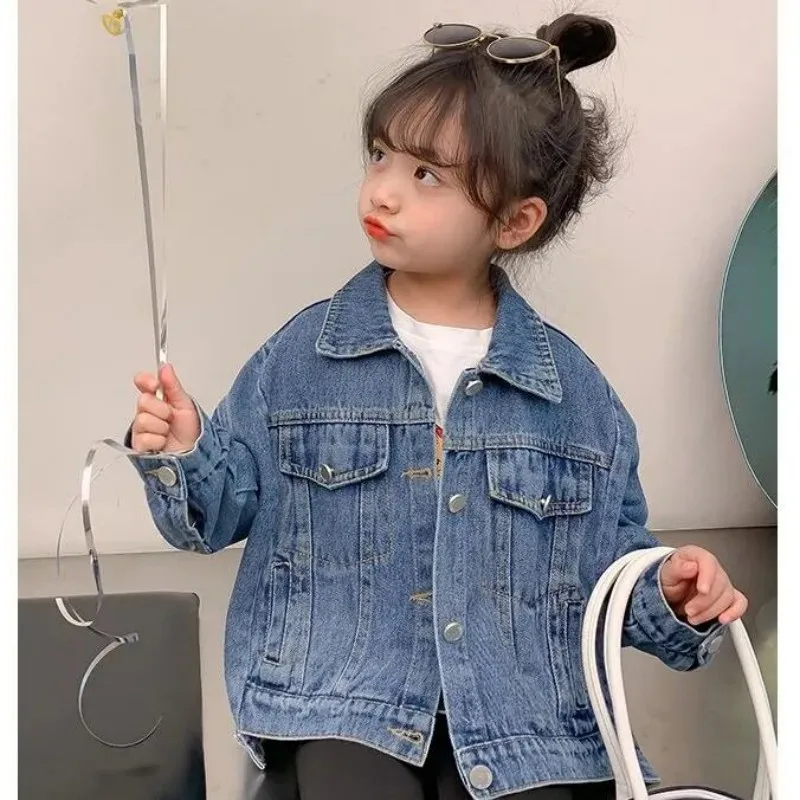 Girl Denim Jacket Spring and Autumn Children\'s Casual Jeans Clothes Little Girl Baby Denim Coat