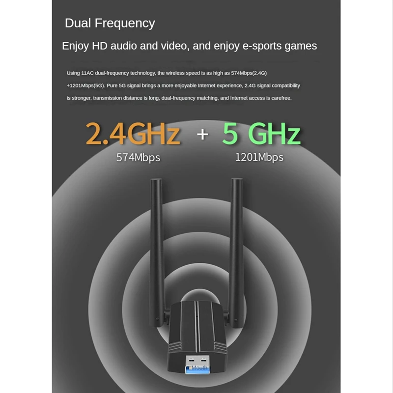 محول Dongle USB واي فاي للكمبيوتر المكتبي ، محول لاسلكي مزدوج النطاق ، USB ، AX1800M ، 5G ، 1G