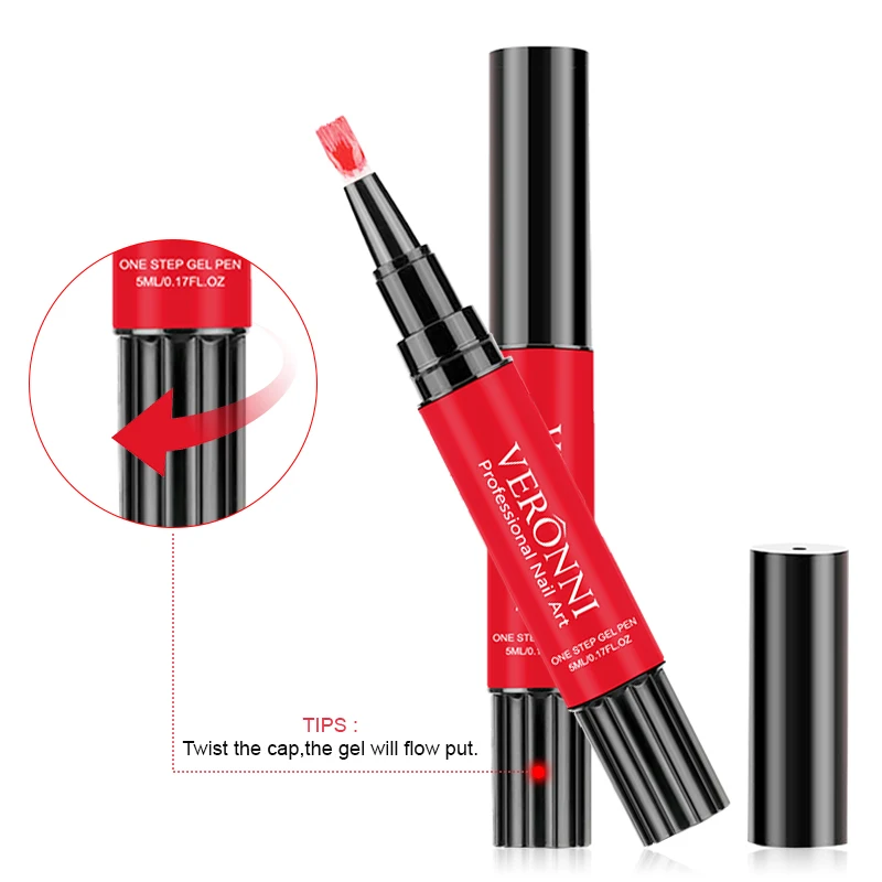 قلم فرشاة طلاء الأظافر جل ، قلم تزيين الأظافر بالورنيش ، لا حاجة إلى قاعدة ، معطف علوي ، مصباح LED ، مصباح UV ، ديكور ، خطوة واحدة ، 3 في 1 #3