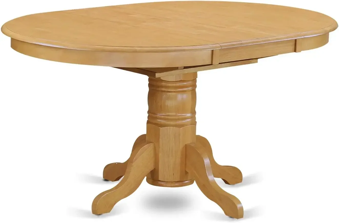 AVGR5-OAK-W Avon 5 Piece Room Set Includes an Oval Kitchen Table with Butterfly Leaf and 4 Dining Chairs, 42x60 Inch