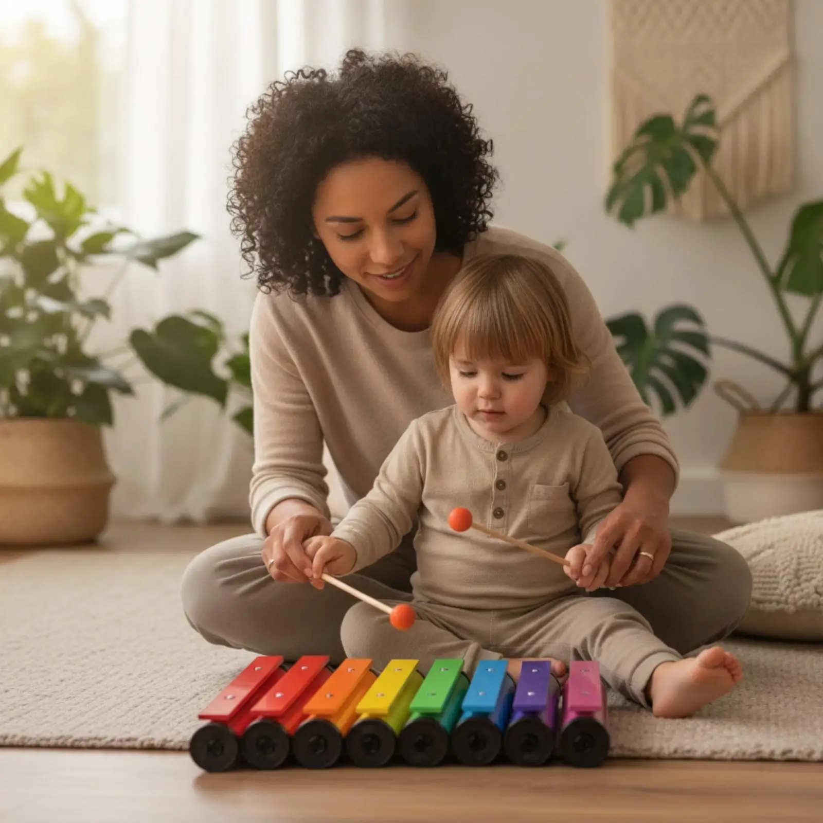 Aluminum Musical Plate Glockenspiel with Orange Ball Mallets for Children Music Class Rhythm Rehearsal Portable Design