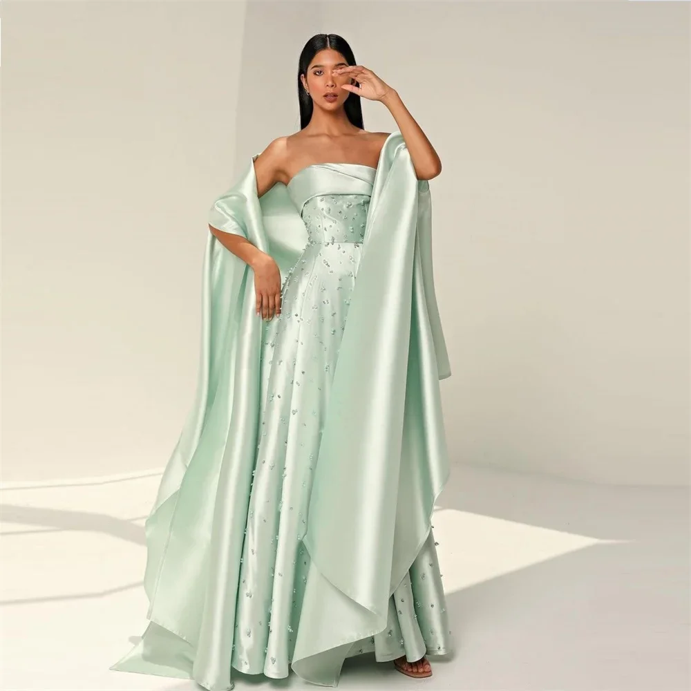 

Formal Dress Saudi Arabia Dearin Strapless A-line Floor Length Skirts Sleeveless Bead Bespoke Occasion Dresses Evening Prom Gown