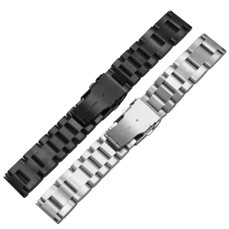 Replacement Thickened Stainless Steel Strap 22 24 26mm Black Silver Solid Metal Watch Band Wristband