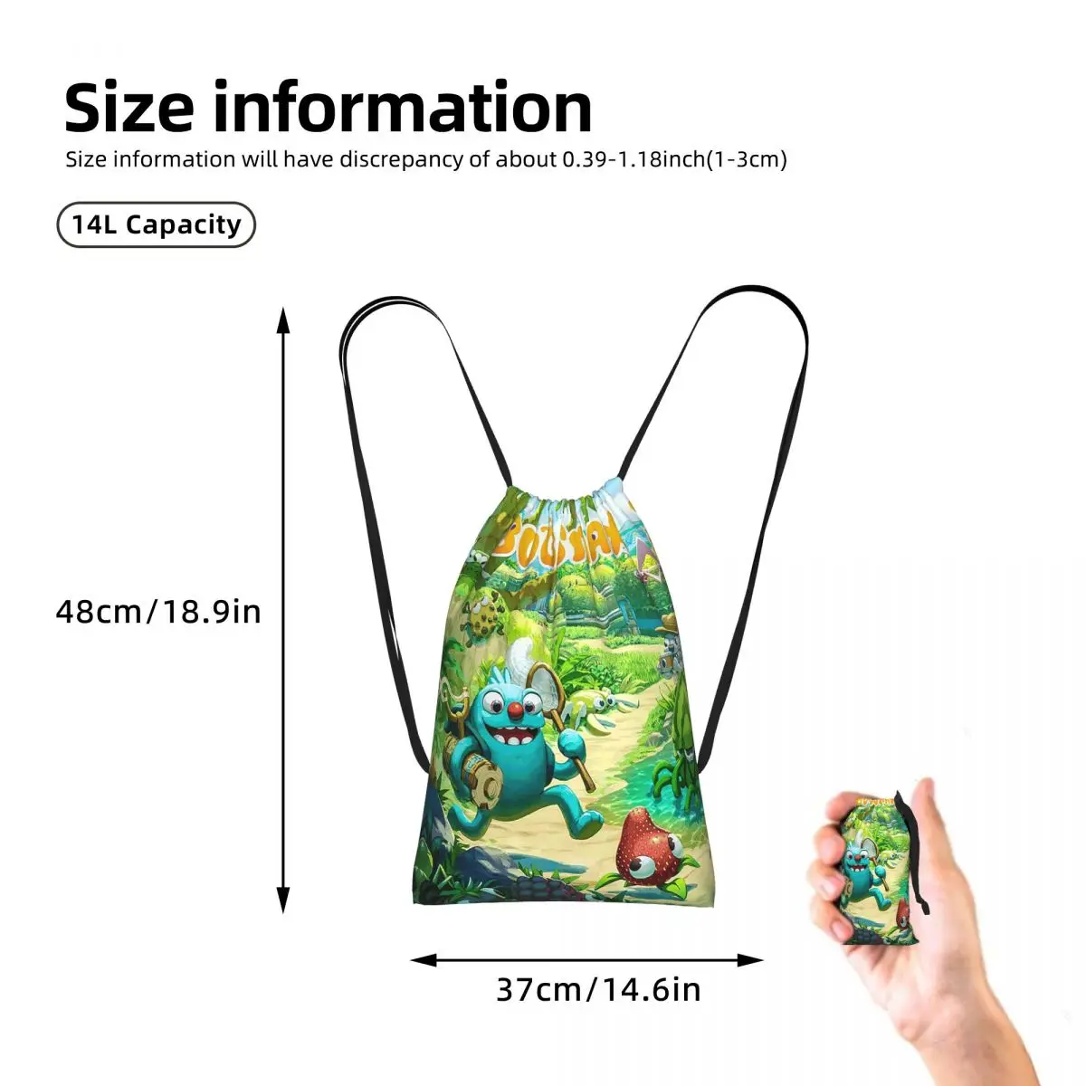 Bugsnax Game Poster Drawstring Backpack Sports Gym Bag Portable Travel Drawstring Bag for Men Women