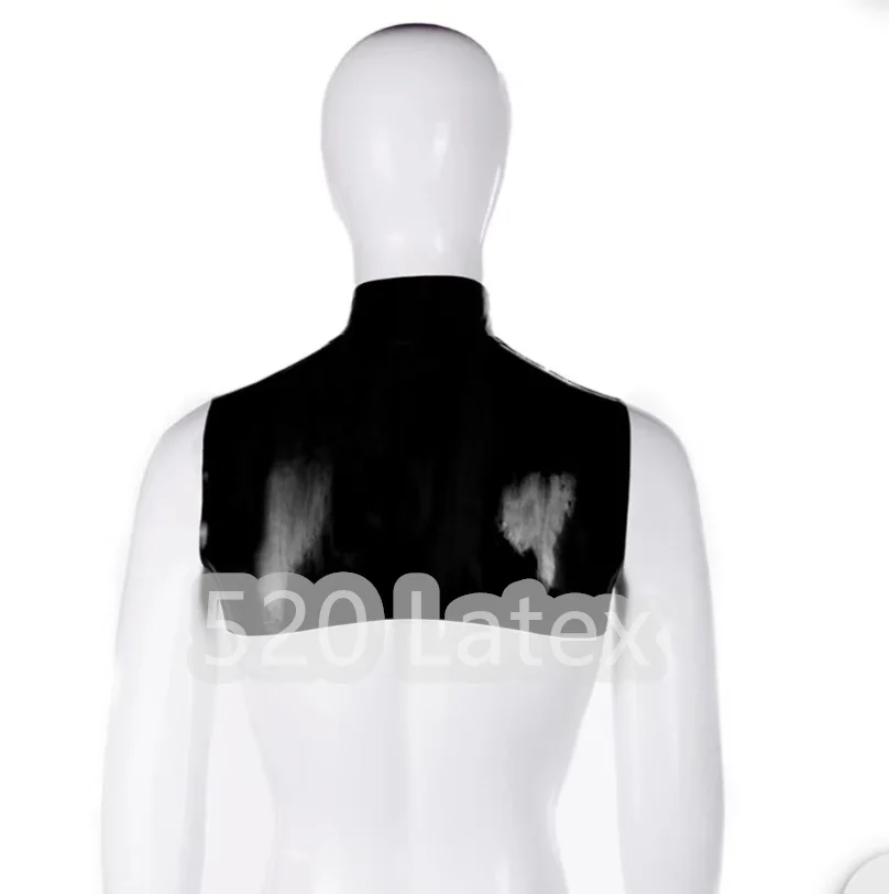 Black Latex Men Vest Top Sleeveless Latex Shrug Male Rubber Shirt With Front Zipper Rubber Bodysuit